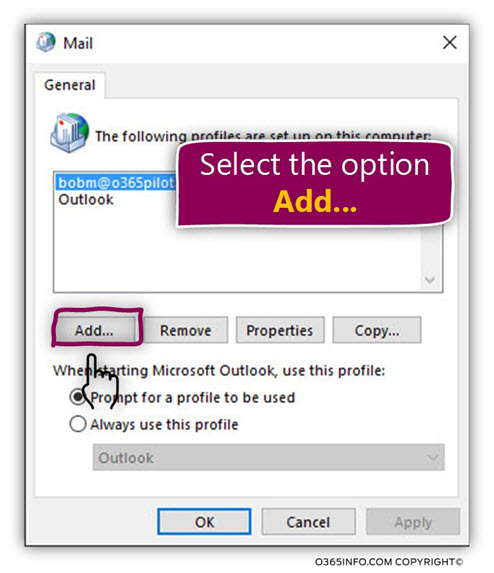 Configure Outlook to connect Gmail mailbox – manual settings - Create a new Outlook mail profile -03