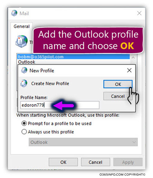 Configure Outlook to connect Gmail mailbox - Create a new Outlook mail profile -04