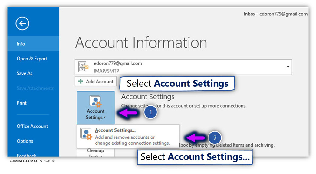 Outlook - View the automatic Gmail mail profile settings -03