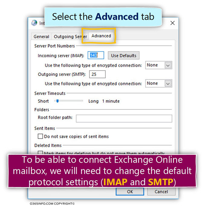 Connecting Outlook to Office 365 mailbox using IMAP and SMTP -10