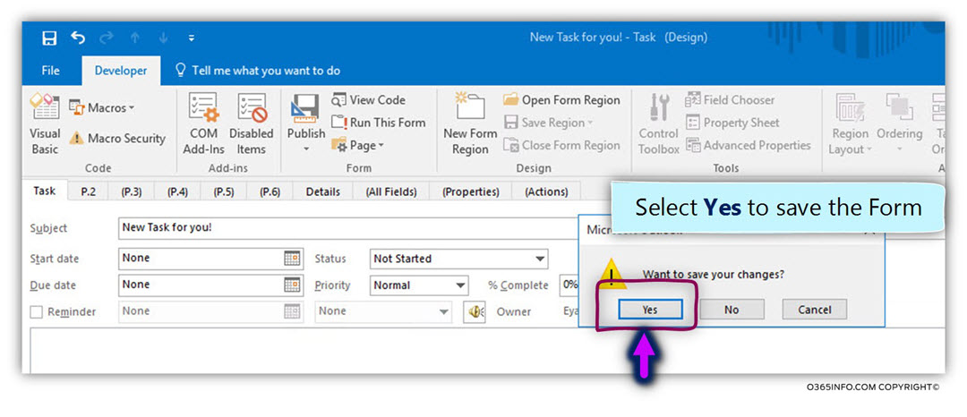 Creating a new Form based Outlook template - Option 1 - 06