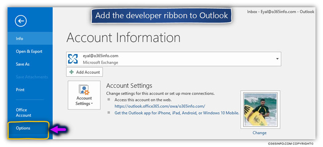 How to add developer ribbon to Outlook -01