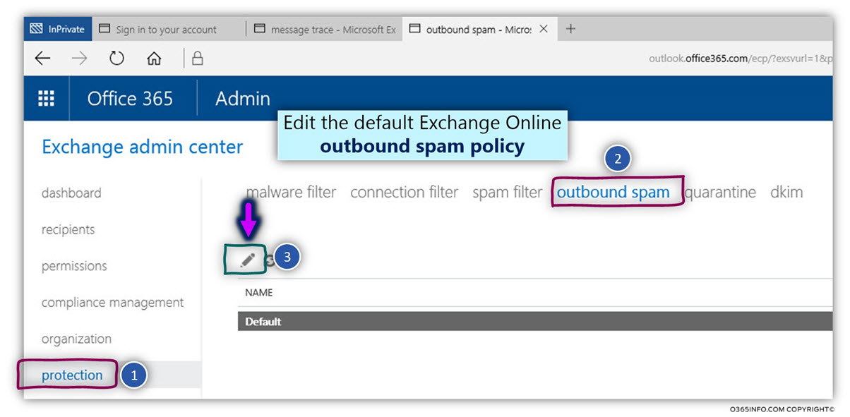Configure the E-mail address of the recipient which will be notified about events of outbound spam mail -01
