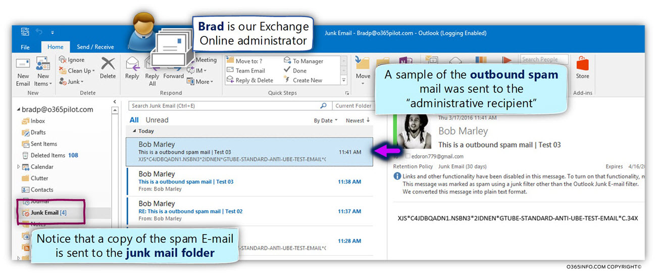 Simulating a scenario of outbound spam mail by Office 365 recipient -02