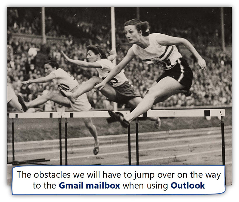 The obstacles we will have to jump over on the way to the Gmail mailbox when using Outlook