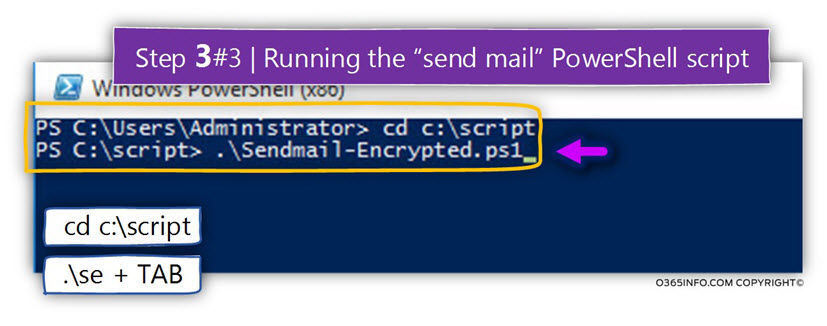 Running the send mail PowerShell script using saved certificate and TLS -02