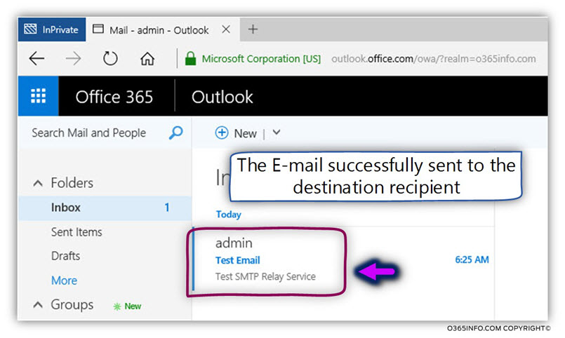Send E-mail via Office 365 mail server using TLS authenticated session - Providing user credentials while running the script -06