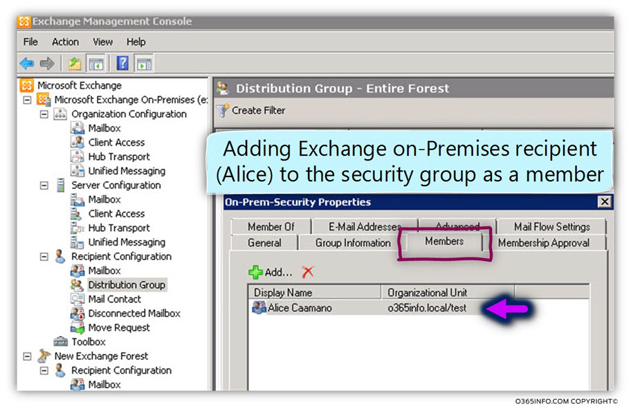 Exchange Hybrid Cross site permissions – Full Access permissions – security group -02