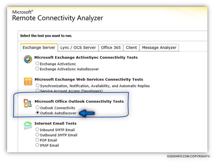 Exchange remote connectivity analyzer – Outlook Autodiscover test