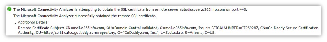 Step 7 of 30- Attempting to obtain the SSL certificate from remote server autodiscover.o365info.com-02a