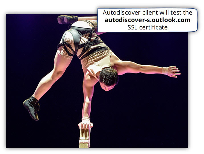 Autodiscover client will test the autodiscover-s.outlook.com SSL certificate