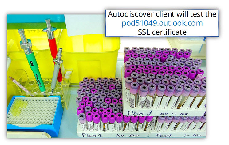 Autodiscover client will test the pod51049.outlook.com SSL certificate