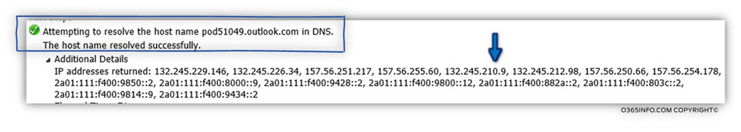 Step 14 of 20 - Attempting to resolve the host name pod51049.outlook.com in DNS-02