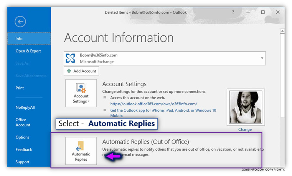 Configuring Automatic Replies - Out of office – using Outlook -02