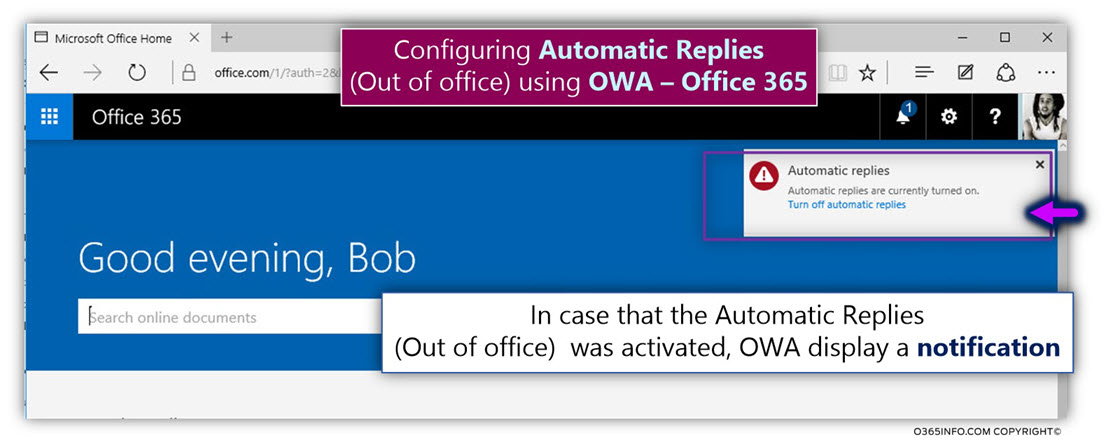 Configuring Automatic Replies - Out of office – using Owa -01