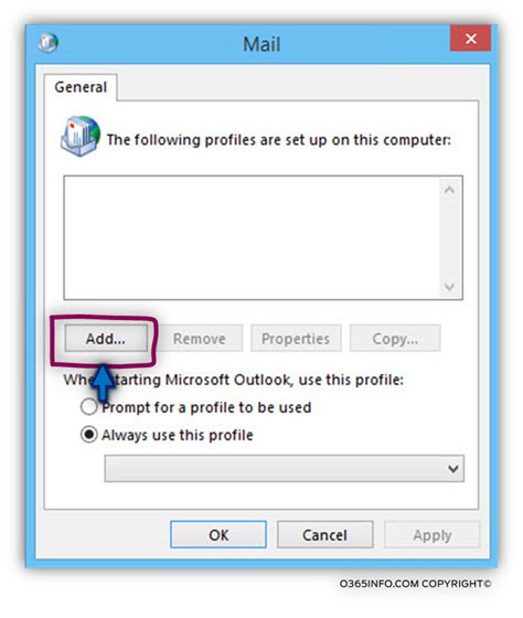 Creating a new Outlook mail profile using the onmicrosoft E-mail address 03