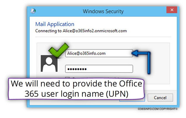 Creating a new Outlook mail profile using the onmicrosoft E-mail address 09
