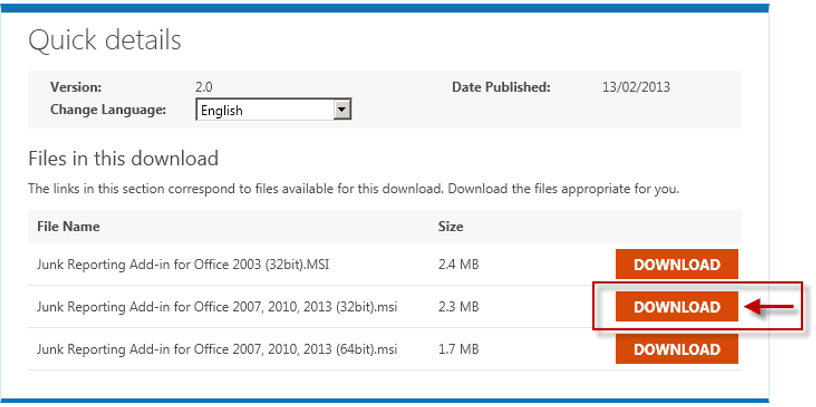 Download and Install the Microsoft Junk E-mail Reporting Add-in