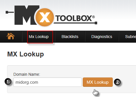 map between domain name and IP address MXTOOLBOX 01