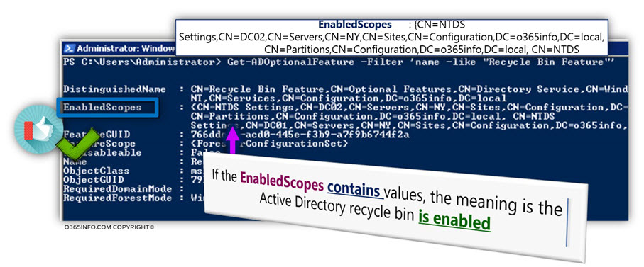 How can I tell if 2008 R2 AD recycle bin is turned on – activated -02