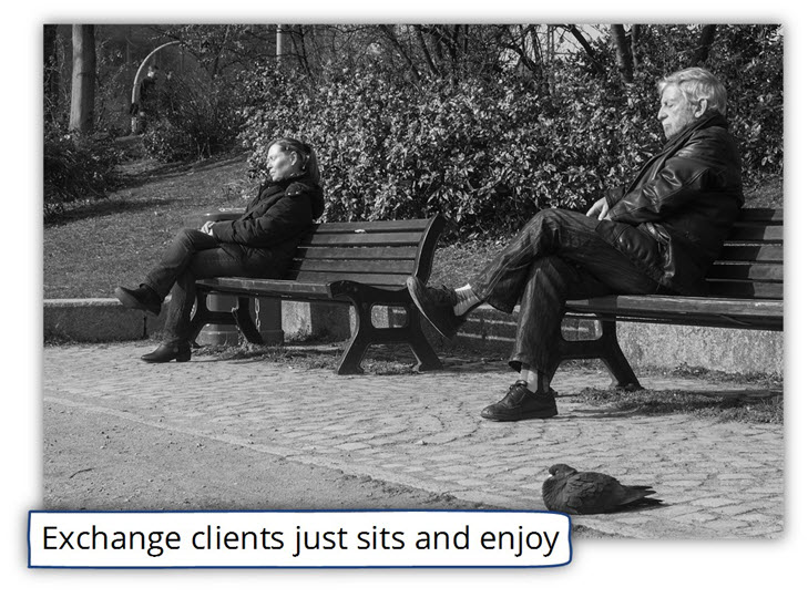 Exchange clients sit and enjoy