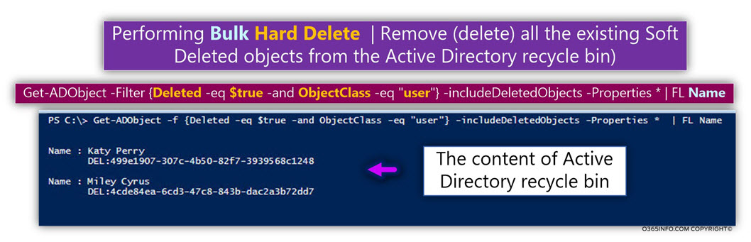Using the command Get-ADObject -includeDeletedObjects -11