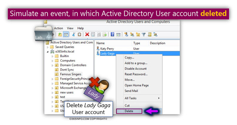 Simulating the user deletion event in Active Directory -ADRestore -01