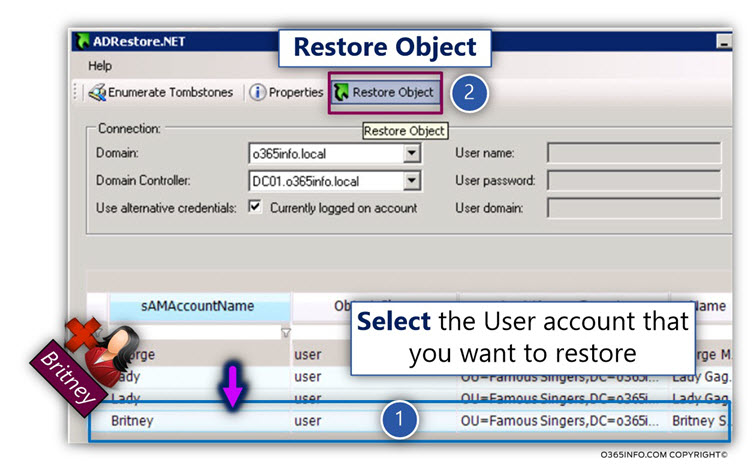 Using AdRestore.net for restoring Active Directory user account -03