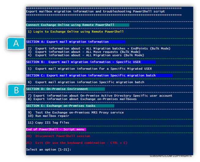 Export mailbox migration information and troubleshooting PowerShell script – structure -01