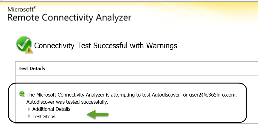 AutoDiscover test using Exchange remote connectivity analyzer -002
