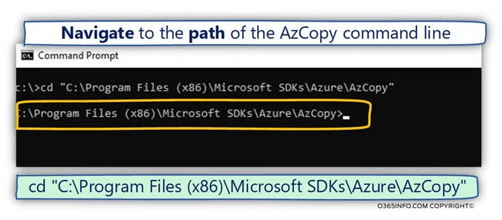Option 1 - copy and paste the AzCopy command syntax in a command line window -01-min