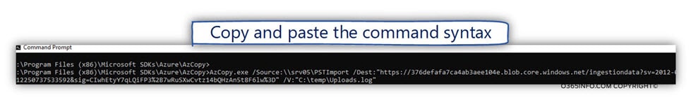 Option 1 - copy and paste the AzCopy command syntax in a command line window -02-min