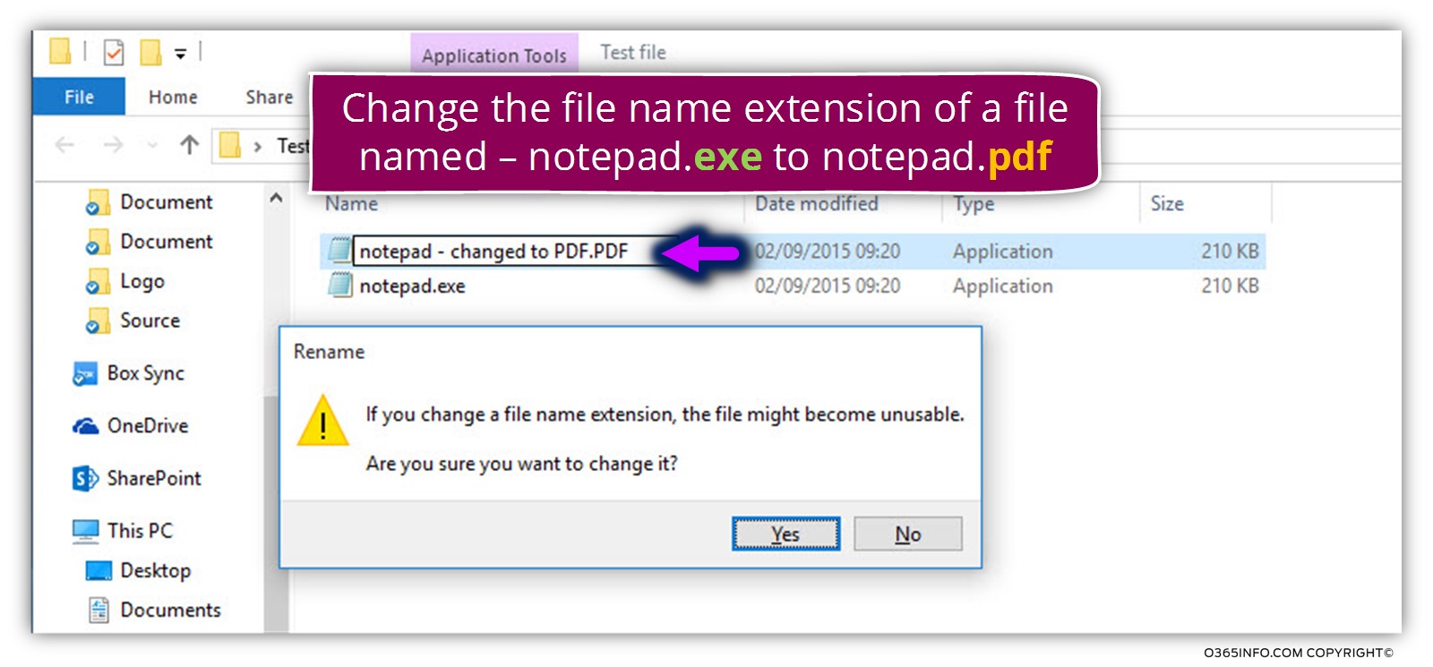 Simulating hostile element that changing the file type extension -01