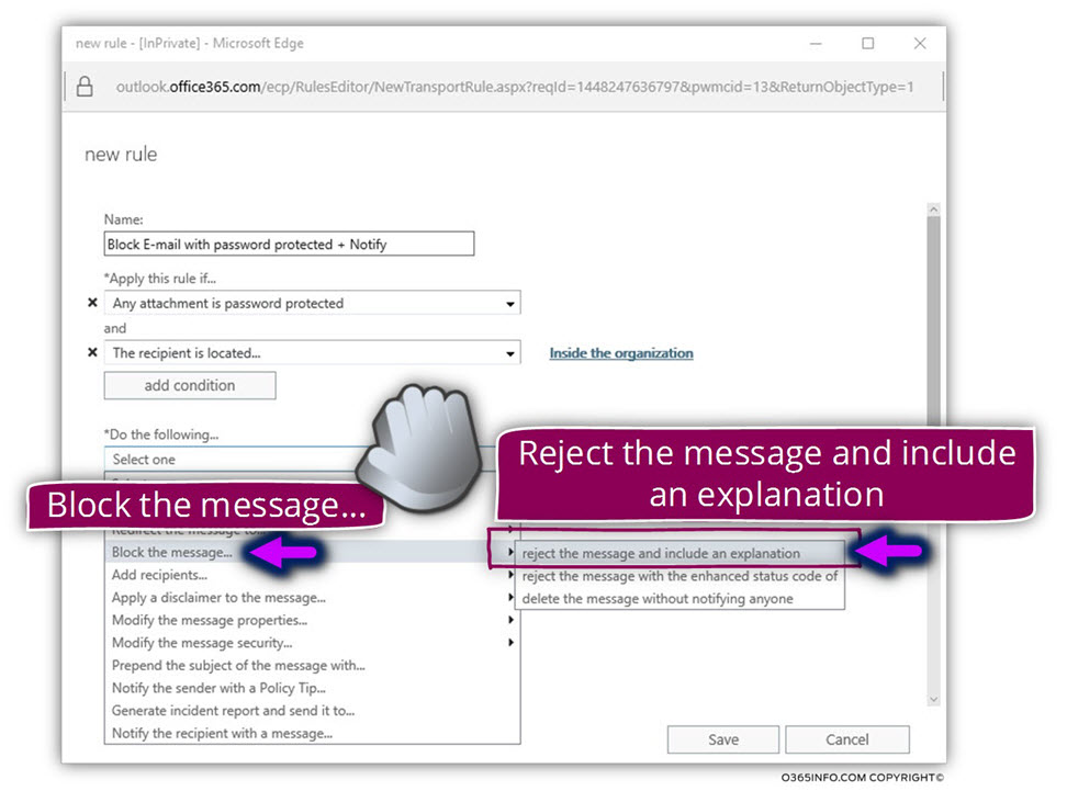 Block E-mail with password protected attachment and notify sender and recipient -07
