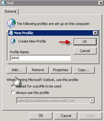 Manual configuration of outlook mail profile in office 365 environment - 01