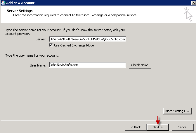 Manual configuration of outlook mail profile in office 365 environment - 08