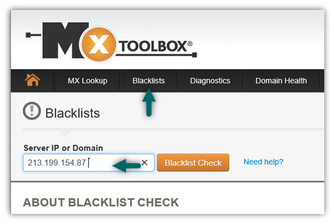 Verify if the Exchange Online IP address appear as blacklisted -mxtoolbox 01