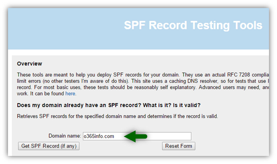 Using online tools to verify our SPF record -01