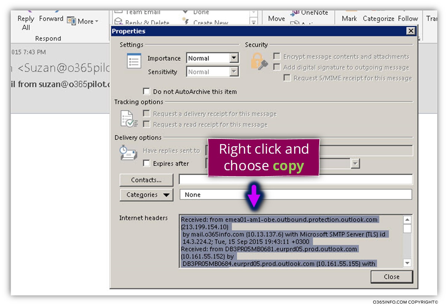 Analyzing information from mail headers by using the ExRCA mail analyzer -01