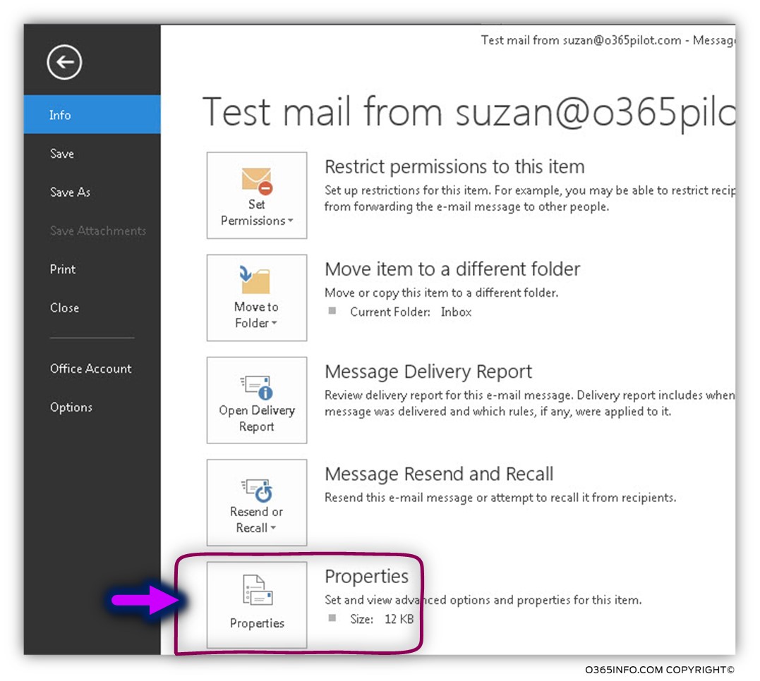 Read mail headers - using Outlook -02