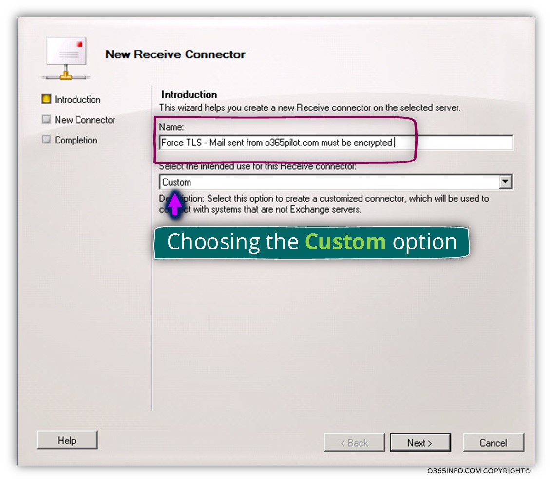 Creating the required configuration for force TLS - Exchange on-Premises – Receive connector -02