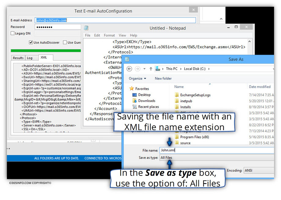 Saving the result of the Outlook- Test E-mail AutoConfiguration in XML format -02