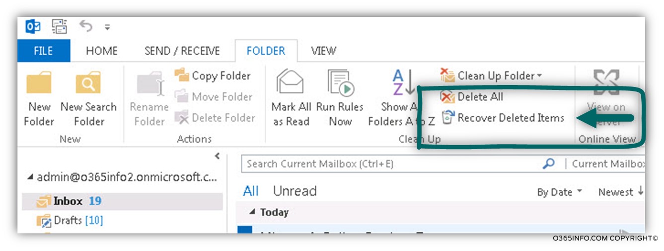 Recover mail items using outlook recovery option