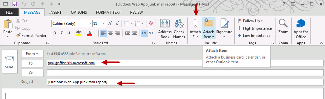 Attach spam - junk mail to mail message using OUTLOOK -001.jpg