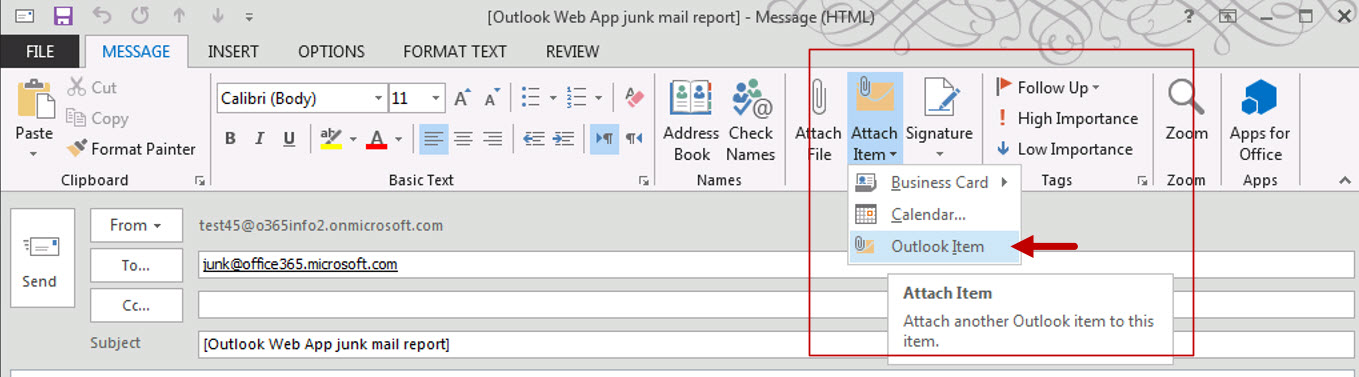Attach spam - junk mail to mail message using OUTLOOK -002.jpg