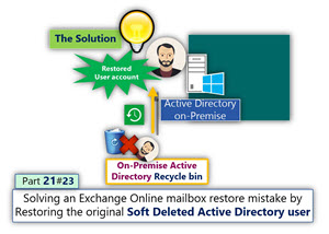 Solving an Exchange Online mailbox restore mistake by Restoring the original Soft Deleted Active Directory user | Part 21#23