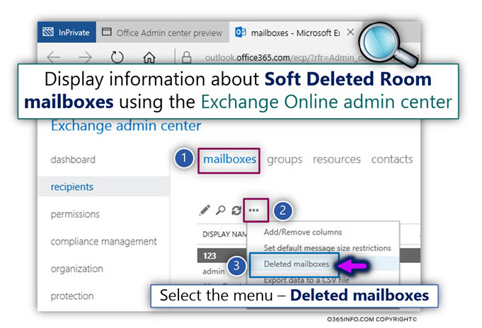 Get information about the soft deleted Exchange Online Room mailboxes -02