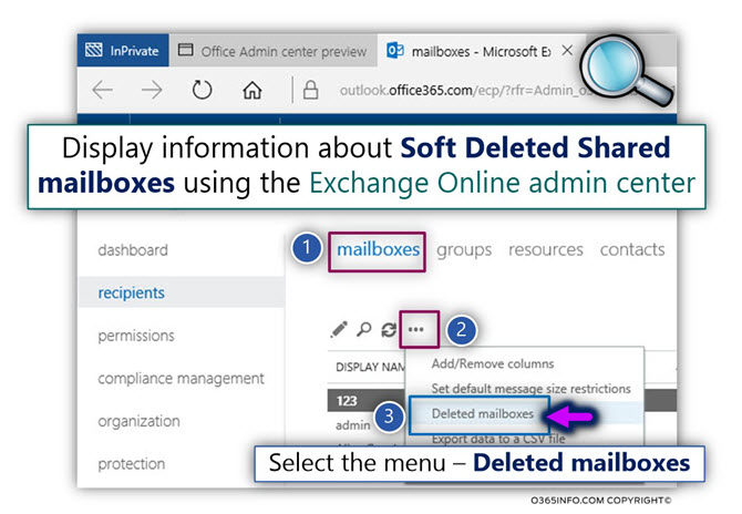 Get information about the soft deleted Exchange Online Shared mailboxes -02