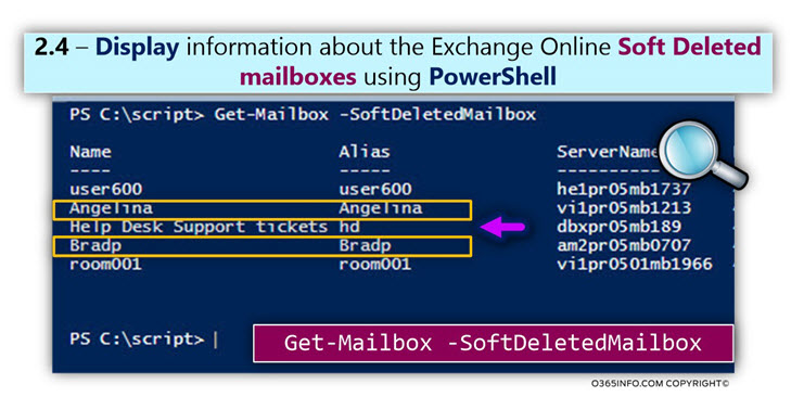 Get information about the soft deleted Exchange Online user mailboxes -03