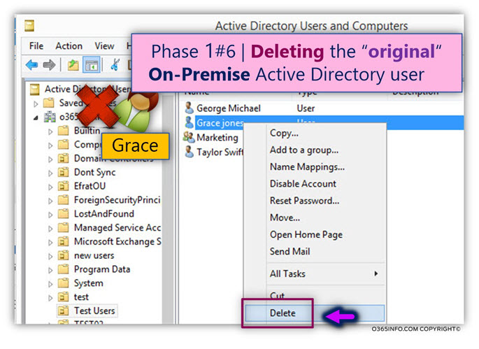 Preparing the On-Premise Active Directory user deletion scenario - 04